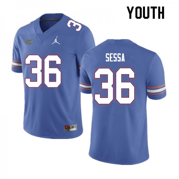 Youth #36 Zack Sessa Florida Gators College Football Jerseys Blue